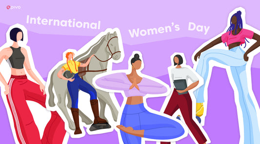 Illustration of women in sports and creative careers for International Women’s Day