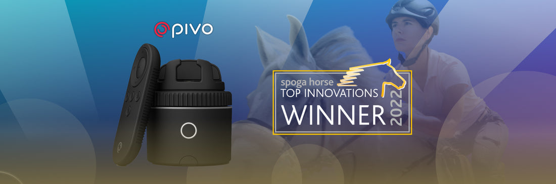 Pivo Pod beside the spoga horse Top Innovations Winner 2022 badge