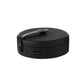Compact black portable power bank with 9000mAh capacity, dual USB ports, fast charging, and durable design