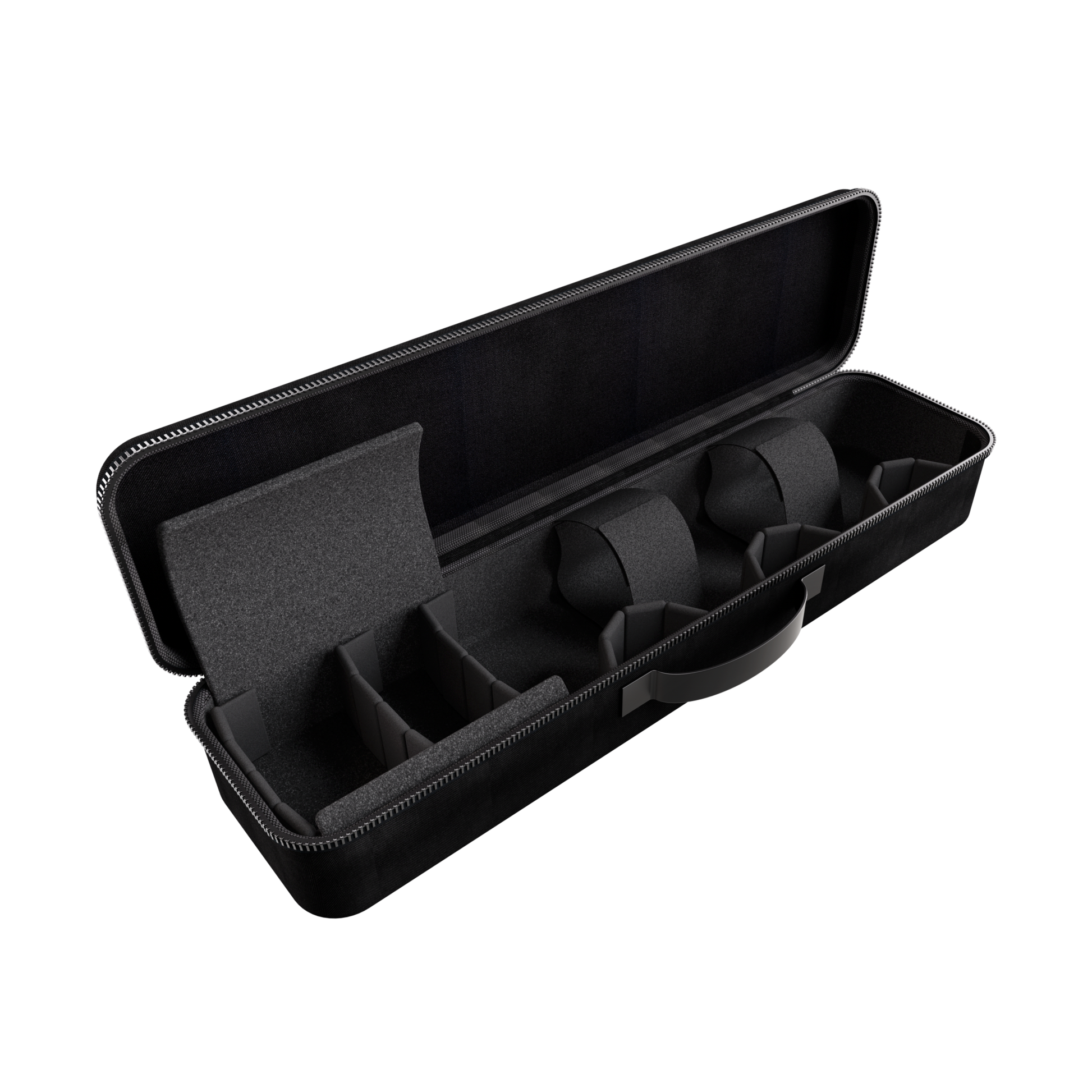 Black hard-shell nylon Travel Case Classic with padded compartments and zipper closure